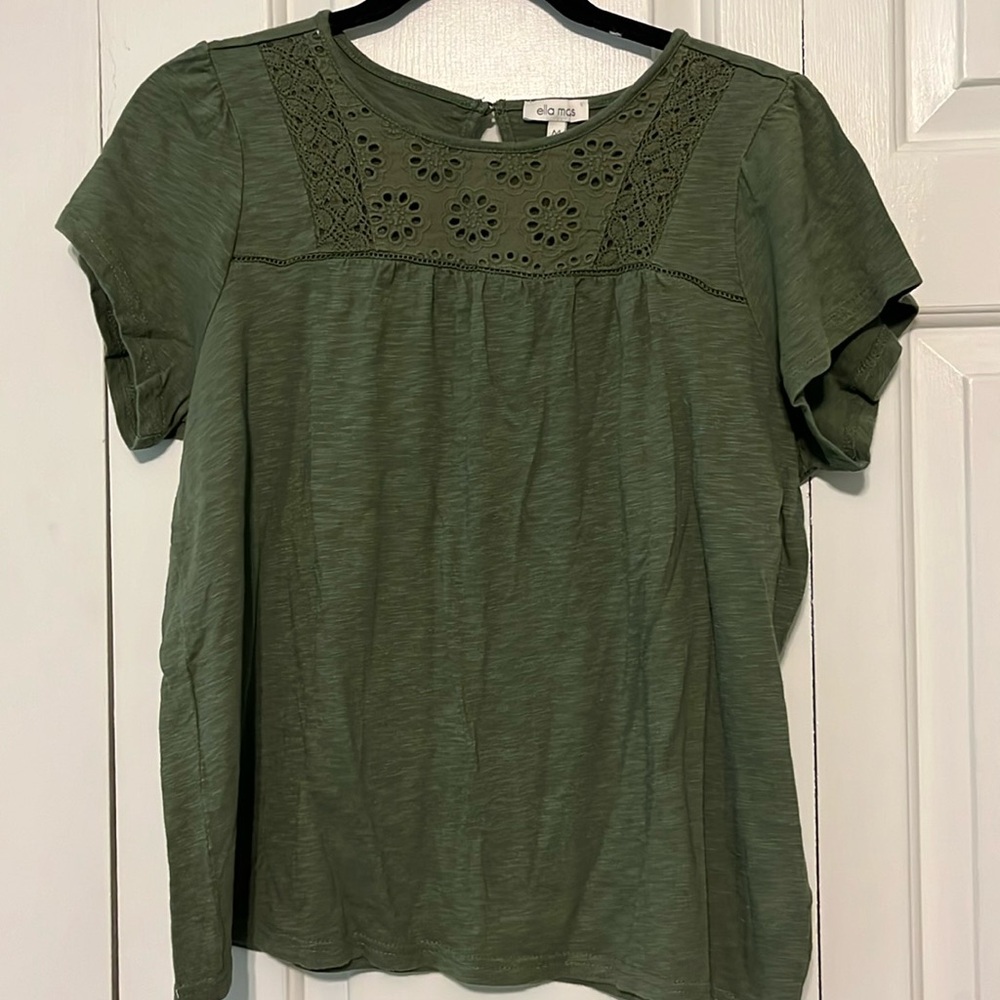 #Bundle & Save# Ella Moss Green Lace Detail Top